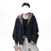 Chaqueta dehoundstooth pesada estilo americano para hombre, sudadera con capucha holgada de ajuste limpio para primavera/otoño para parejas