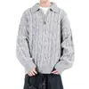 Popular Transfronterizo Talla Europea Talla Grande Polo Cuello de Solapa Tejido Hombres Trenzado Media Cremallera Estilo Old Money Fábrica Venta al por Mayor