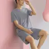 Pijama de Seda Helada de Verano para Mujer sin Costuras Set de Pareja Secado Rápido Manga Corta Moderno Fresco Ropa de Casa Acanalada para Hombre