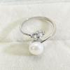 Anillo de Perla Natural de Oro Real de 18K Chapado en Cobre, Anillo Simple y Versátil, Anillo de Plata de Lujo Accesible a la Moda para Mujer