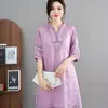 Saia midi bordada de algodão e linho, artística e vintage, para mulheres, estilo chinês, corte solto, modelagem que afina a silhueta, saia em A bordada com barra completa
