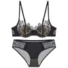Roupa íntima Estilo Francês Feminina Sexy Fina Algodão Sading Renda Cílios Roupa Íntima Anel de Aço Macio Pequeno Peito Push-up Conjunto de Sutiã