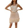 Nuevo traje de temperamento para cena estilo europeo y americano transfronterizo de Amazon, dos piezas, falda sexy con flecos de plumas