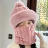Conjunto de Gorro y Bufanda para Mujer, Nuevo Modelo Invierno 2025, Forrado de Felpa y Engrosado, Resistente al Viento y al Frío para Ciclismo, Gorro con Capucha Cálido para Vehículo Eléctrico