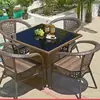 Conjunto de Mesa e Cadeiras de Lazer para Varanda com Três Peças Combinação de Mesa de Chá e Cadeiras de Lazer Cadeiras de Rattan para Pátio Mesa e Cadeiras de Rattan para Exterior