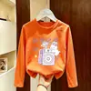 Camiseta de Algodão Puro para Meninas Primavera e Outono, Blusa Básica Elegante de Manga Longa para Crianças Mais Velhas, Coleção Primavera e Outono 2026