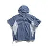 Conjunto Esportivo de Verão Nanxia Estilo Coreano Jaqueta da Moda Ampla Versátil Casual Patchwork Camisa com Capuz