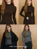 Camiseta de punto de lana fina con cuello alto medio, ajustada, sin costuras, de alta recuperación, 48 unidades, lavable a máquina, German Yangtze, para mujer en otoño e invierno