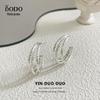 S925 Sterling Silver Three-line Car Flower Brincos Fivela de Orelha Plain Silver Moda Brinco C Estilo Retro Light Luxury Internet Celebrity Style