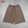 BE Shorts de Seis Puntos para Hombre de Otoño Estilo Retro Americano Lavado Marca de Moda Peso Pesado Holgados Pierna Recta Rosa Copos de Nieve Fritos Dobladillo Crudo Hombre