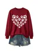 Amazon Wish Estação Independente Moda Casual Versátil Divertido Feminino Estampa de Coração Cachorro Gola Redonda Manga Longa Moletom Comércio Exterior