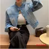 Chaqueta corta de mezclilla chic con cuello alto personalizada