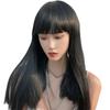 Venta al por mayor de fábrica peluca Lisa para mujer cabello mediano y largo rojo en línea flequillo de caricatura cabello a la clavícula peinado coreano cobertura completa de cabeza