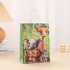 Bolsa de regalo de animales bolso con estampado de dibujos animados bolsa de embalaje para compras bolsa de regalo bolsa de papel Kraft al por mayor