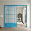 Puerta corredera de tres eslabones, sistema perfecto retro estilo francés para cocina, dormitorio, balcón, puerta divisoria de sala de estar, puerta corredera de aleación de aluminio