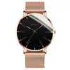 Relógio Masculino de Quartzo com Detalhe Azul Minimalista, Pulseira Ultra-Fina de Metal em Malha, Relógio de Pulso Casual para Negócios