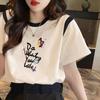 Camiseta de hombro de manga corta para mujer, holgada, para chica gordita, cubre abdomen, de algodón, verano 2024, talla grande, top de media manga a color contrastante, INS