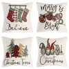 Capas de almofada de Natal outono e inverno transfronteiriças, capas de almofada de sofá, almofadas decorativas de linho estampadas, atmosfera de Natal no atacado