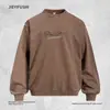 Sudadera con capucha Tie-Dye Desgastada con Estampado de Personaje Americano para Hombre, Holgada, Streetwear, Hip Hop, Casual, Sudadera de Cuello Redondo para Primavera/Otoño