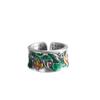 Anillo abierto de plata pura 999 con diseño étnico simple de palacio con loto azul ardiente para mujer, producto nuevo transfronterizo
