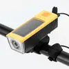 Luz de Manillar Alimentada por Energía Solar JOHORSE Faro LED para Bicicleta con Bocina Advertencia para Ciclismo Nocturno Luz de Ciclismo Impermeable