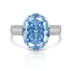Europa e Estados Unidos transfronteiriços anel de diamante colorido de ovo de pombo flash oversized feminino luxo incrustado tesouro de cor importado diamante de alto carbono corte flor de gelo