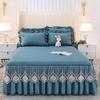 Falda de cama de encaje para comercio exterior transfronterizo colcha de cama de una sola pieza con volantes de color liso cubierta de cama de una sola capa lijada estilo princesa juego de tres piezas