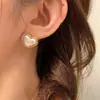 Pendientes Metálicos Franceses Retro con Forma de Corazón Ovalado Cepillado para Mujer, Lujo Ligero, Elegantes, Modernos y Versátiles