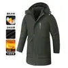 Comercio Exterior Invierno Nueva Llegada Chaqueta de Algodón de Longitud Media para Hombre con Capucha Desmontable para Papás de Mediana Edad y Mayores Ropa de Algodón Cálida Casual de Negocios