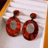 Pendientes Ovalados Huecos de Acrílico Aguja Plateada Pendientes Simples Versátiles Europeos y Americanos Pendientes de Moda Personalizados Venta al por Mayor de Nicho
