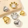 Corazón de Melocotón Pulido Fino DIY Cuentas de Acero Inoxidable Hechas a Mano para Mujeres con Cuentas de Huella de Perro con Diamante Pulsera Joyería de Acero de Titanio