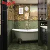Azulejos em Xadrez Listrados Longos Gradiente Luz Suave Retro Maillard Estilo Francês Azulejos para Banheiro Azulejos para Parede de Cozinha