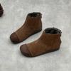 Botas Femininas Curtas de Couro Genuíno Retrô Feitas à Mão 25 Outono e Inverno Novo Estilo Literário Flats Redondos Feitos à Mão Botas Individuais Femininas Botas de Vovó