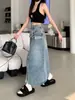 Falda con Forma de Pera para Mujer, Atuendo Primavera-Verano 2026, Ceñida a la Cadera, Adelgazante, Falda de Mezclilla Retro de Longitud Media para Figuras Pequeñas