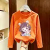 Camiseta de manga comprida para meninas, nova e estilosa, 2026 primavera e outono, blusa básica de algodão puro para meninas, top de outono fofo para crianças