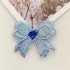 Organza com fio de ouro bordado à máquina flor laço duplo DIY feito à mão material decorativo para roupas e acessórios de cabeça