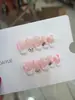 Na Zi Unhas Usáveis Puras Feitas à Mão Coração Girly Hello Kitty Unhas Usáveis Flor de Cerejeira em Relevo Arte de Unhas Feita à Mão para o Trabalho