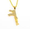 Conjunto de Metralhadora Transfronteiriça Europeia e Americana 2018 com Diamantes Colar Hip-Hop Masculino Pingente de Pistola da Moda K1223