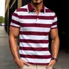 Camisa Polo Masculina de Verão, Top Elegante com Gola Listrada, Novo Estilo de Comércio Exterior Transfronteiriço Camisa Polo Masculina de Manga Curta