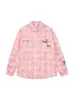 Camisa Retro Lavada Estilo Americano Bordada de Mariposas para Hombre y Mujer Nueva Moda Nacional Versátil Casual Holgada de Manga Larga