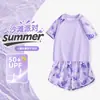 Traje de baño de dos piezas para niños 2026 Nuevo estilo Traje de baño con protección solar para niñas Conjunto de traje de baño para bebés Niñas Traje de baño para aguas termales Entrenamiento Playa