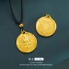 Colgante Zakilam Dorado de Larga Data Cuerda para Atar Dios Francés Antiguo de la Riqueza Colgante para Hombres y Mujeres Regalo