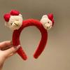 Cookies ~ Urso Vermelho Super Fofo Laço Faixa de Cabelo de Pelúcia Feminina Para Lavar o Rosto Maquiagem Headband Presilhas de Cabelo Acessórios de Cabelo