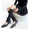 Polainas de Lana Mezclada de Punto con Rayas Verticales para Otoño e Invierno para Mujer con Bordes Fruncidos, Calcetines de Alta Gama Hasta la Rodilla, Versátiles para Usar en Capas