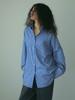 Kiyoko Estilo Japonés Primavera y Verano Versión Coreana Camisa Simple y Refrescante de Rayas Verticales con Cuello Vuelto Holgada Adelgazante Casual Duradera Top para Mujer