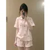 Pijama Fofo com Estampa de Urso para Meninas e Mulheres, Novo Estilo Verão 2026, Shorts Confortáveis de Manga Curta, Roupa de Casa, Conjunto Plus Size