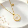 Nuevo collar Meizu de tres secciones con estrella de ocho puntas y goteo de aceite de circón con colgante de calabaza geométrica, joyería de cadena para clavícula de acero de titanio de nicho