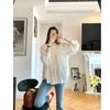 Top Retro Blanco de Algodón y Lino Francés para Mujer, Diseño de Verano, Camisa Baby Doll de Nicho de Gama Alta, Dulce Camisa de Manga Larga