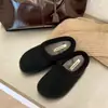 Chinelos de Pelo Birkenstock Femininos 2026 Estilo Novo de Inverno Uso Externo Acolchoado Quente Slip-on Bico Fechado Meio Chinelo