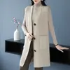 Cardigan sin mangas de punto estilo perezoso, simple, nuevo, holgado, talla extra, estilo coreano, para mujer, casual, longitud media, con cuello en V, Otoño e Invierno 2026